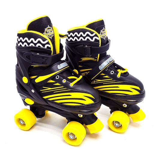 Patins Infantil Quad Ajustável Turma da Aventura Preto Com Acessórios 34/37 Unitoys