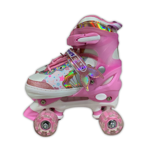 Patins Quad Sereia Rosa com Luz 30-33 Unitoys