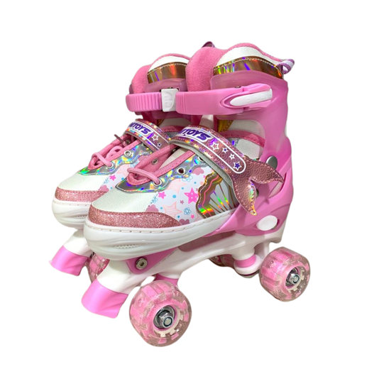 Patins Quad Sereia Rosa com Luz 30-33 Unitoys
