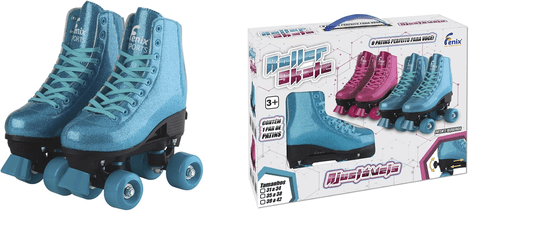Patins Roller Skate Infantil Ajustável Azul Brilhante 39/42 Fênix Brinquedos