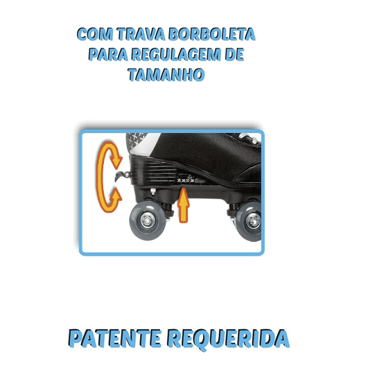 Patins Roller Skate Infantil Ajustável Azul Brilhante 39/42 Fênix Brinquedos