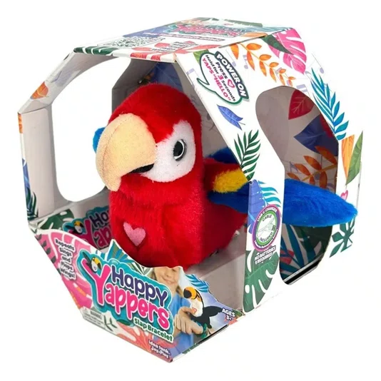 Pelúcia Interativa Happy Yappers Papagaio Vermelho Multikids