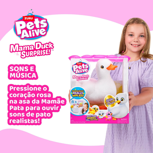 Pelúcia Interativa Pets Alive Mama Duck Surprise Candide 