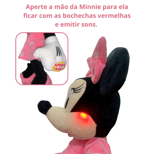Pelúcia Minnie Vestido Rosa Com Luz e Som Disney Multikids
