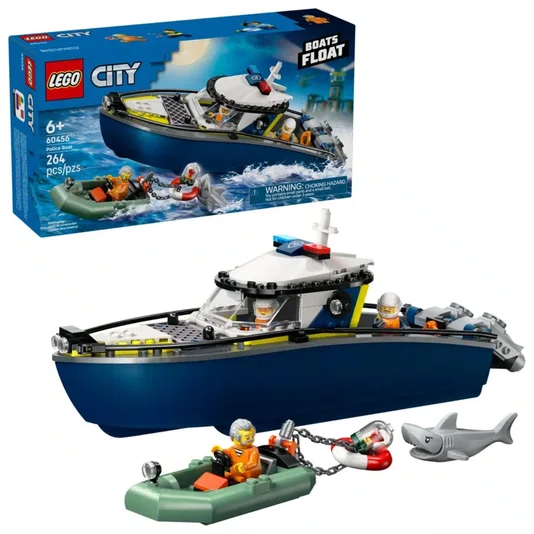 Perseguição com Barco da Polícia Lego City 