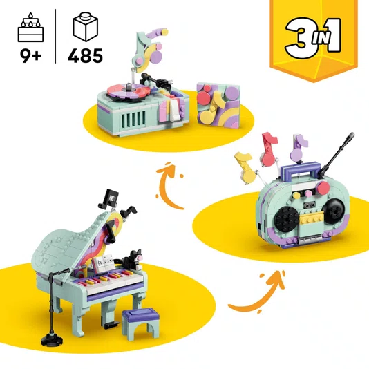 Piano de Decoração Musical com Gato Lego Creator 3 em 1