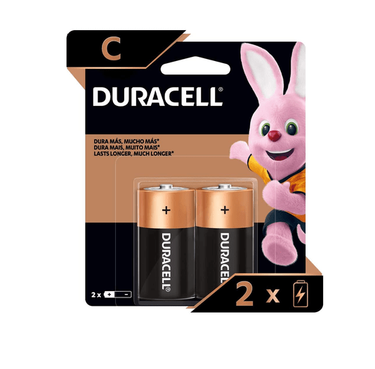 Pilha Alcalina Média C com 2 Unidades Duracell