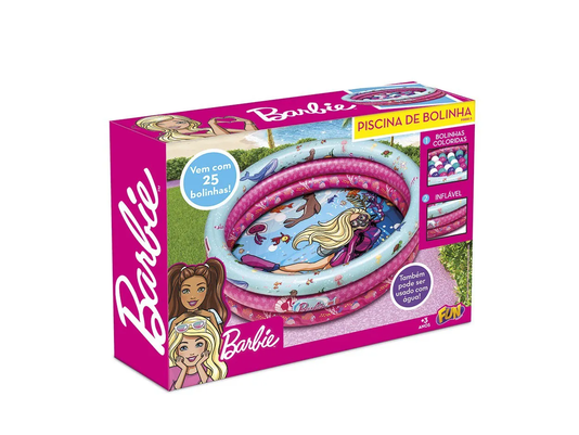 Piscina de Bolinha Inflável com 25 Bolinhas Coloridas Barbie Fun