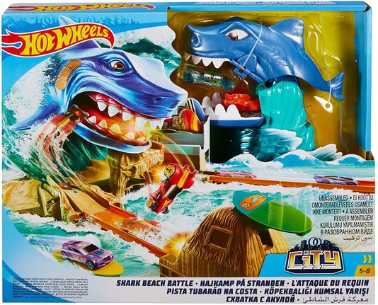 Conjunto Pista Batalha na Praia do Tubarão Hot Wheels Mattel