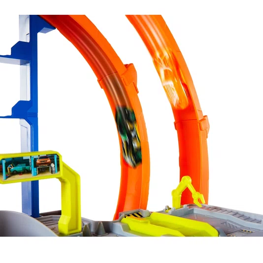Pista Hot Wheels City Garagem Mega Loop Speed Snap Track System Mattel 