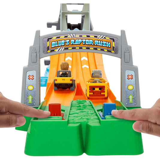 Pista Hot Wheels Racer Verse Atque da Raptor Blue Jurassic World Mattel