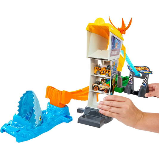Pista Hot Wheels Racer Verse Atque da Raptor Blue Jurassic World Mattel