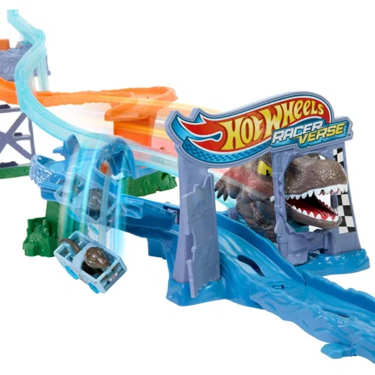 Pista Hot Wheels Racerverse Spinosaurus vs Velociraptor Jurassic World Rebirth Mattel