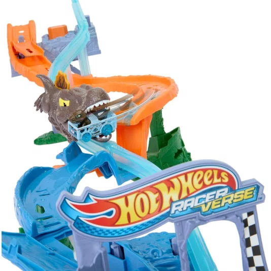 Pista Hot Wheels Racerverse Spinosaurus vs Velociraptor Jurassic World Rebirth Mattel