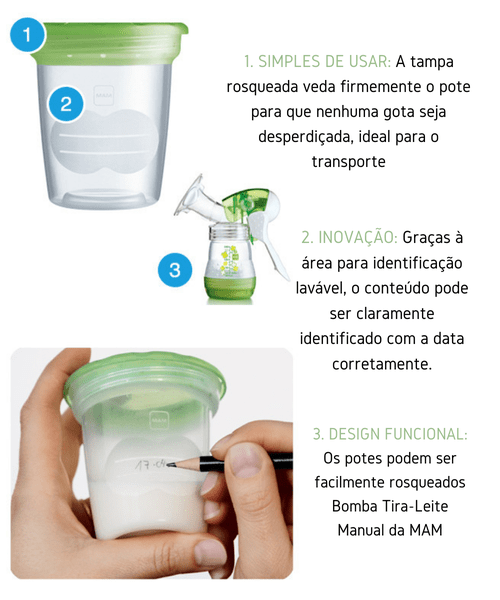 Potes para Armazenamento de Leite/Alimentos MAM