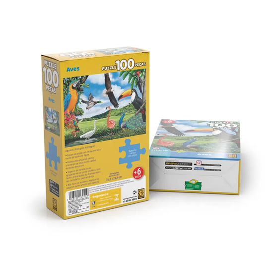 Puzzle Aves 100 Peças Grow