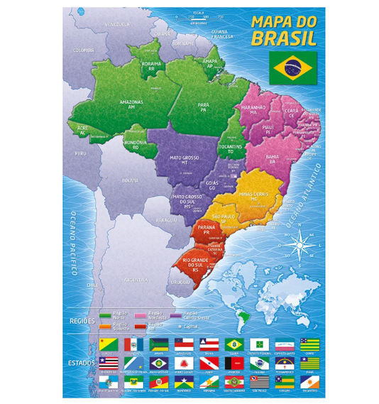 Puzzle Mapa do Brasil 200 Peças Grow