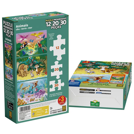 Puzzle Progressivo Animais Céu, Terra e Mar Grow