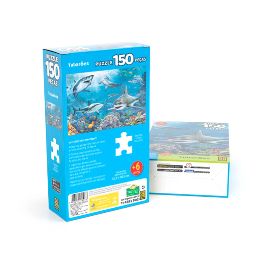 Puzzle Tubarões 150 Peças Grow