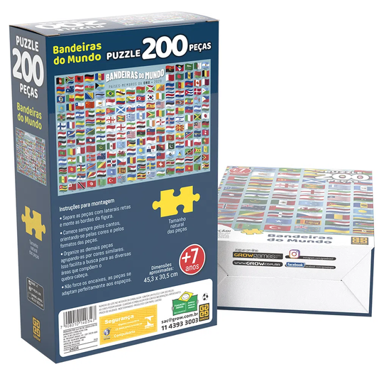 Puzzle Bandeiras do Mundo 200 Peças Grow 