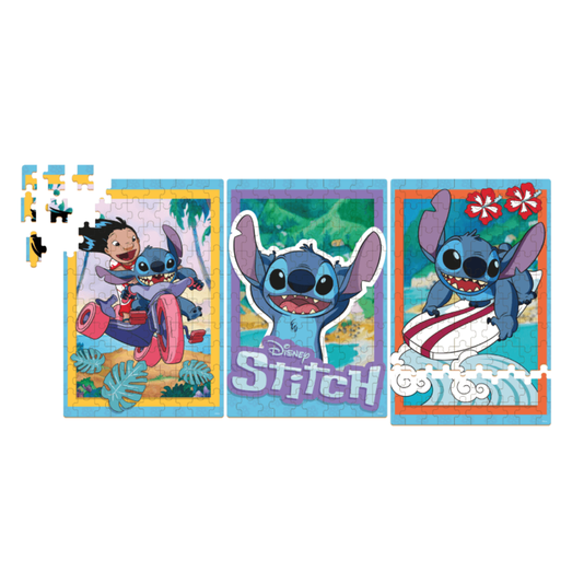 Quebra Cabeça 3 Cenas 300 Peças Disney Stitch Xalingo 