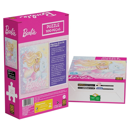 Quebra Cabeça Barbie Brilhante 100 Peças Grow