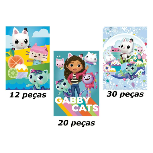 Quebra Cabeça Progressivo Gabby's Dollhouse 12-20-30 Peças Grow