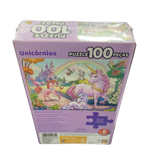 Quebra-Cabeça Unicórnios 100 Peças Grow
