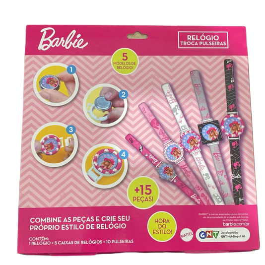 Relógio Infantil Troca Pulseiras Barbie Fun
