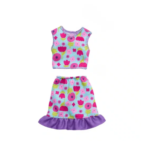 Roupa Barbie Conjunto Saia e Blusa Estampados e Acessórios Mattel