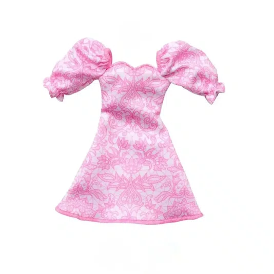 Roupa Barbie Vestido Branco e Rosa e Acessórios Mattel