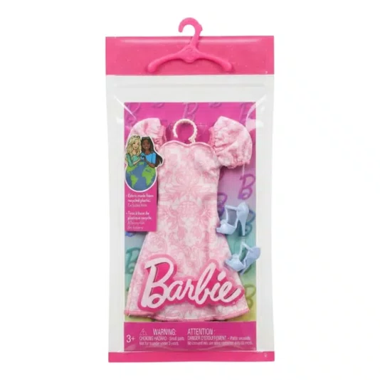 Roupa Barbie Vestido Branco e Rosa e Acessórios Mattel