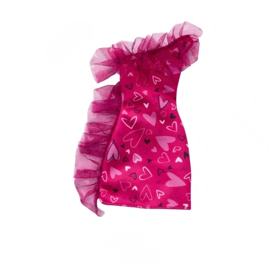 Roupa Barbie Vestido com Corações e Acessórios Mattel 