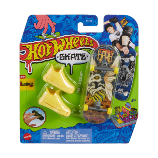 Skate de Dedo Can't Beehive com Tênis Amarelo Hot Wheels Mattel