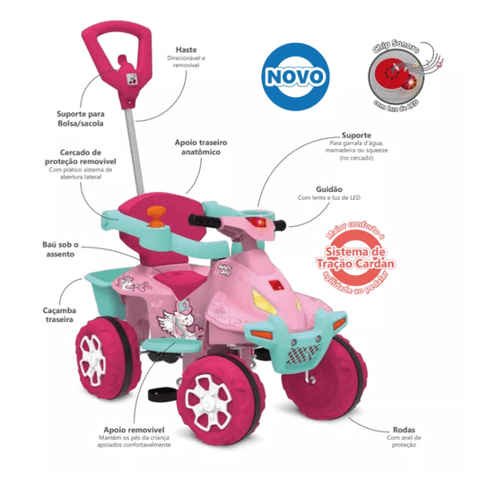 Smart Quad Passeio Pedal Rosa Bandeirante