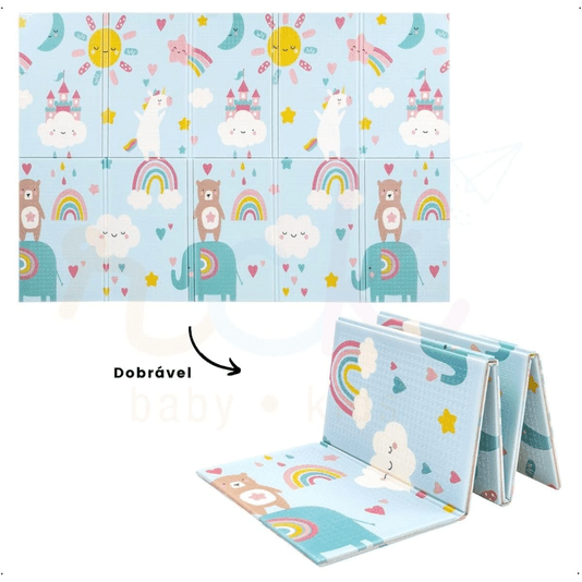 Tapete Infantil Dobrável Dupla Face Baby Arco Íris Buba