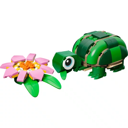 Tartaruga Com Uma Flor Lírio De Água Lego Creator 3 em 1