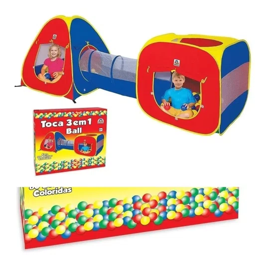 Toca 3 em 1 Ball 80 Bolinhas Braskit