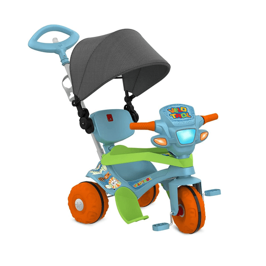 Triciclo Velotrol com Capota Passeio e Pedal Azul Bandeirante