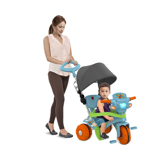 Triciclo Velotrol com Capota Passeio e Pedal Azul Bandeirante