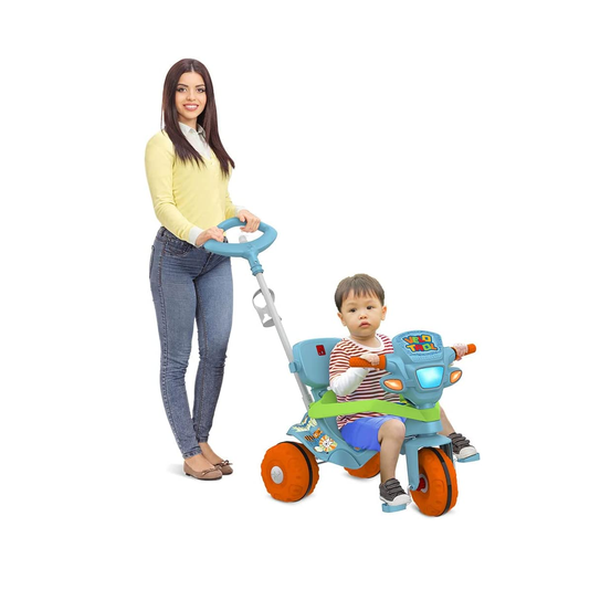 Triciclo Velotrol com Capota Passeio e Pedal Azul Bandeirante