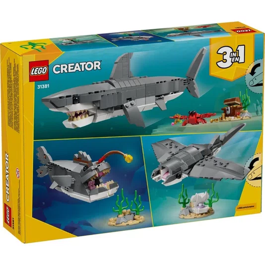 Tubarão Feroz com Baú de Tesouro Lego Creator 3 em 1