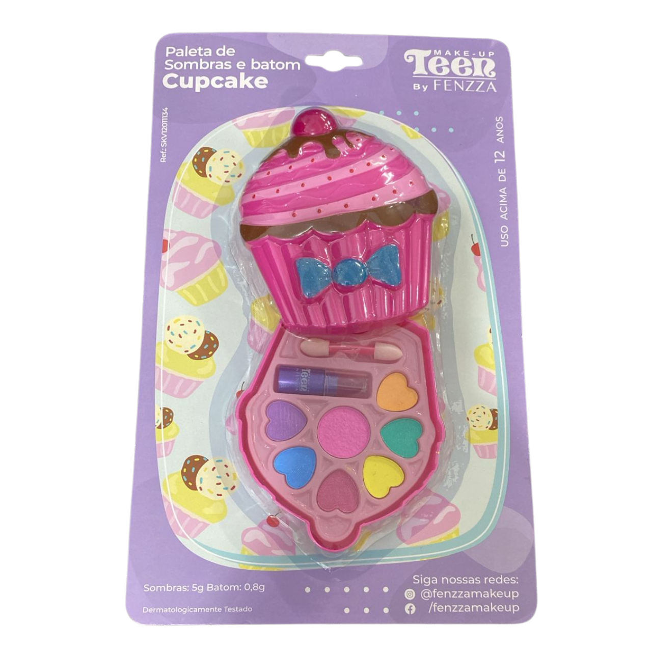 Paleta de Sombras e Batom Cupcake Make-Up Teen Fenzza Paleta de Sombras e Batom Cupcake Make-Up Teen Fenzza