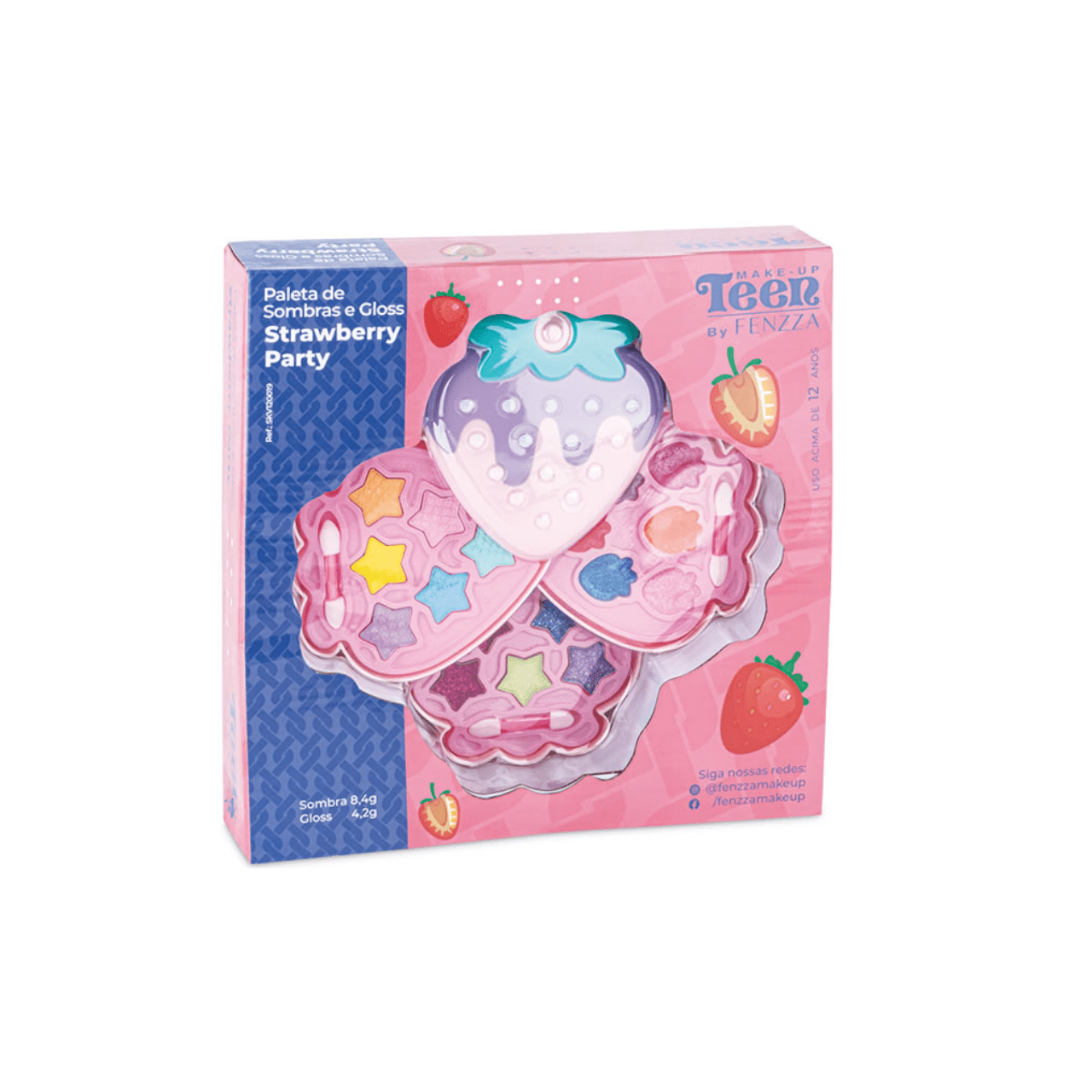 Paleta de Sombras e Gloss Strawberry Party Make-UP Teen Fenzza Paleta de Sombras e Gloss Strawberry Party Make-UP Teen Fenzza