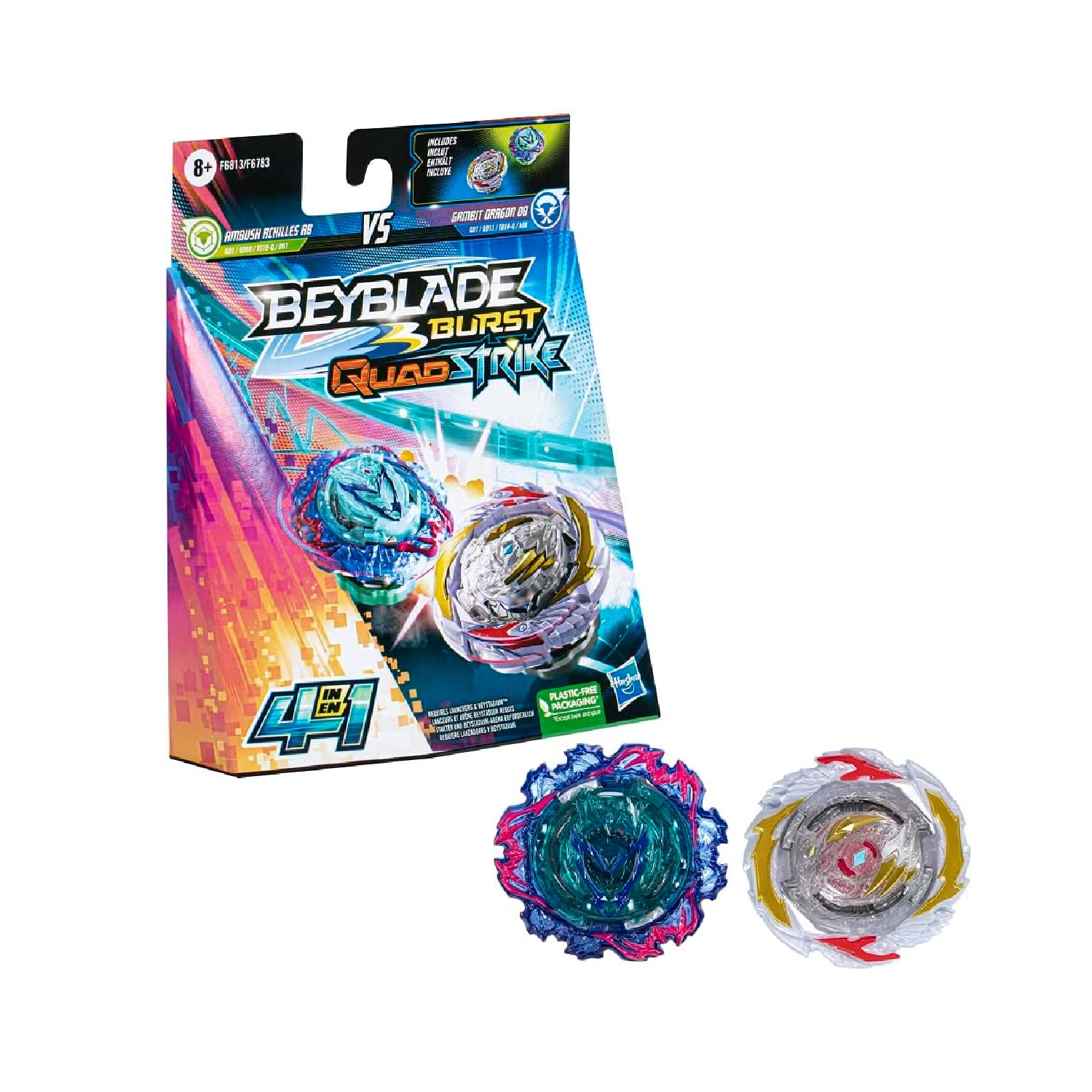 Beyblade Burst Turbo Slingshock - Kit inicial com pião Z Achilles A4 e  lançador - Beyblade