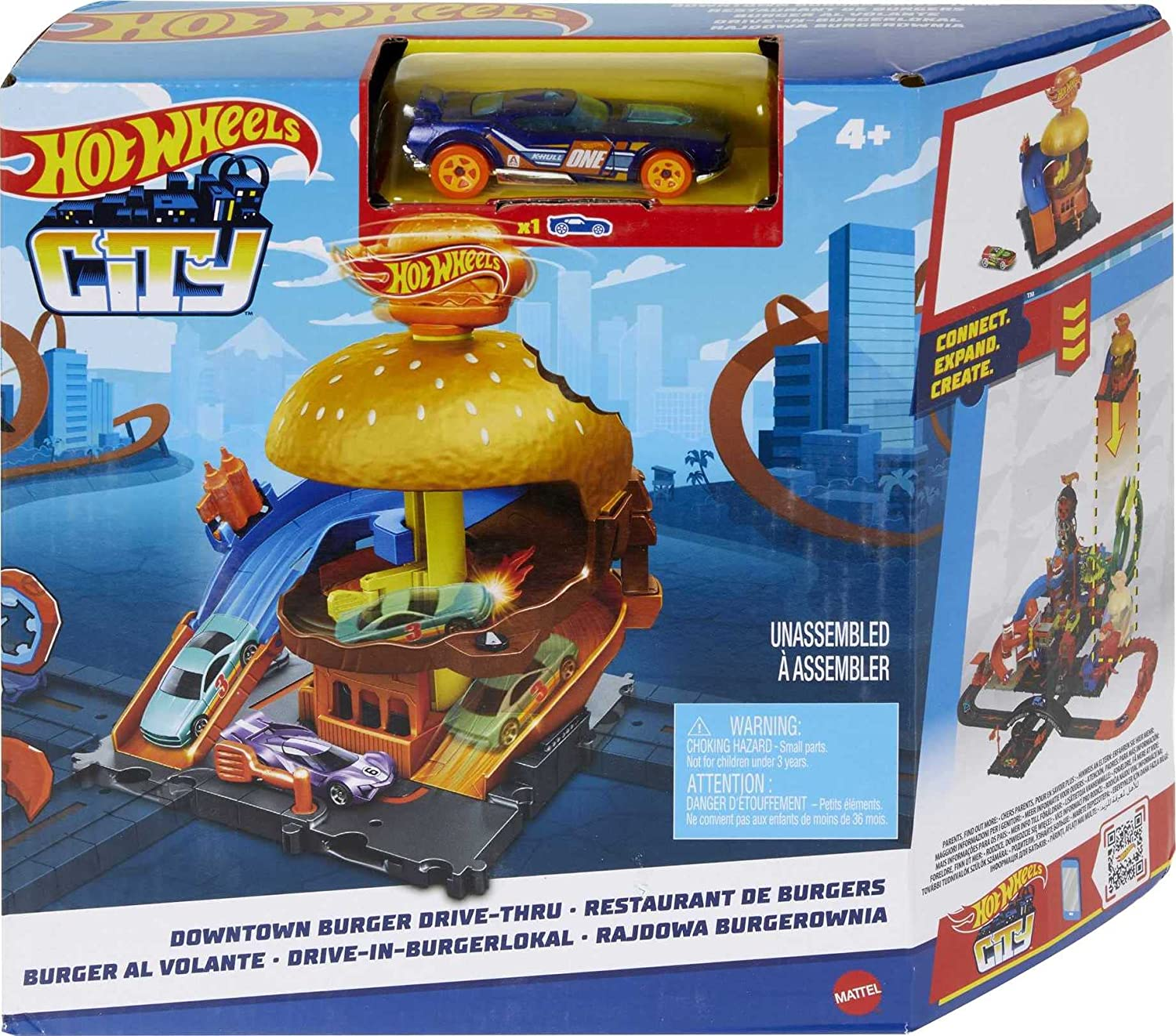 Pista de Percurso e Mini Veículo - Hot Wheels - City Downtown