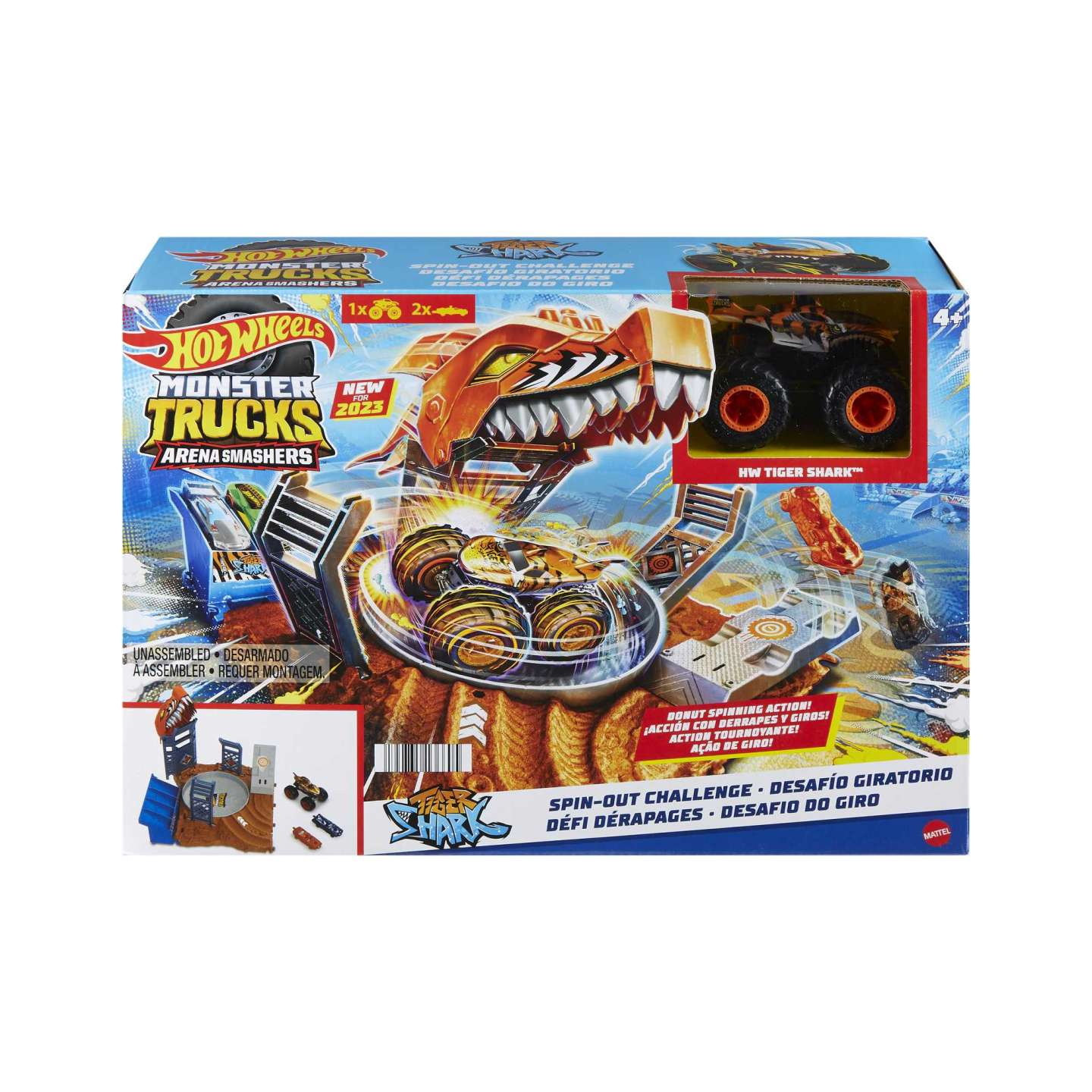 Pista Hot Wheels Monster Trucks Arena Smashers Desafio do Giro Tiger Shark  Mattel - Fátima Criança