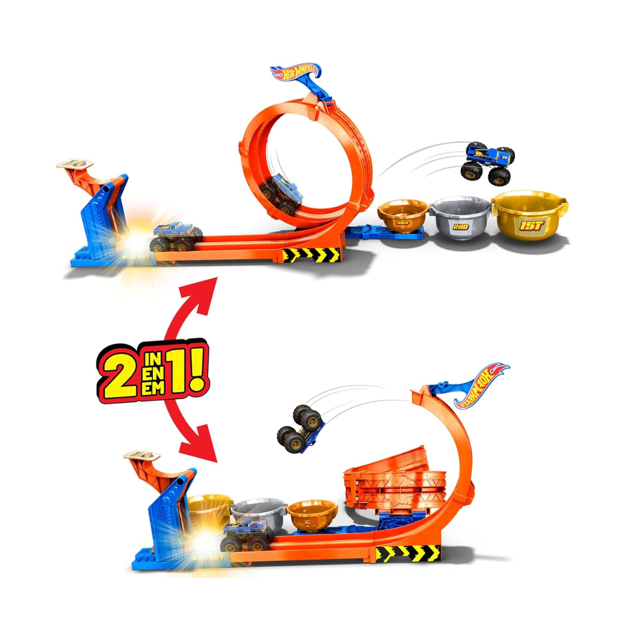 Pista Hot Wheels Monster Trucks Desafio de Troféu de Loop e Flip 50º Aniversário do Pé Grande Mattel Pista Hot Wheels Monster Trucks Desafio de Troféu de Loop e Flip 50º Aniversário do Pé Grande Mattel