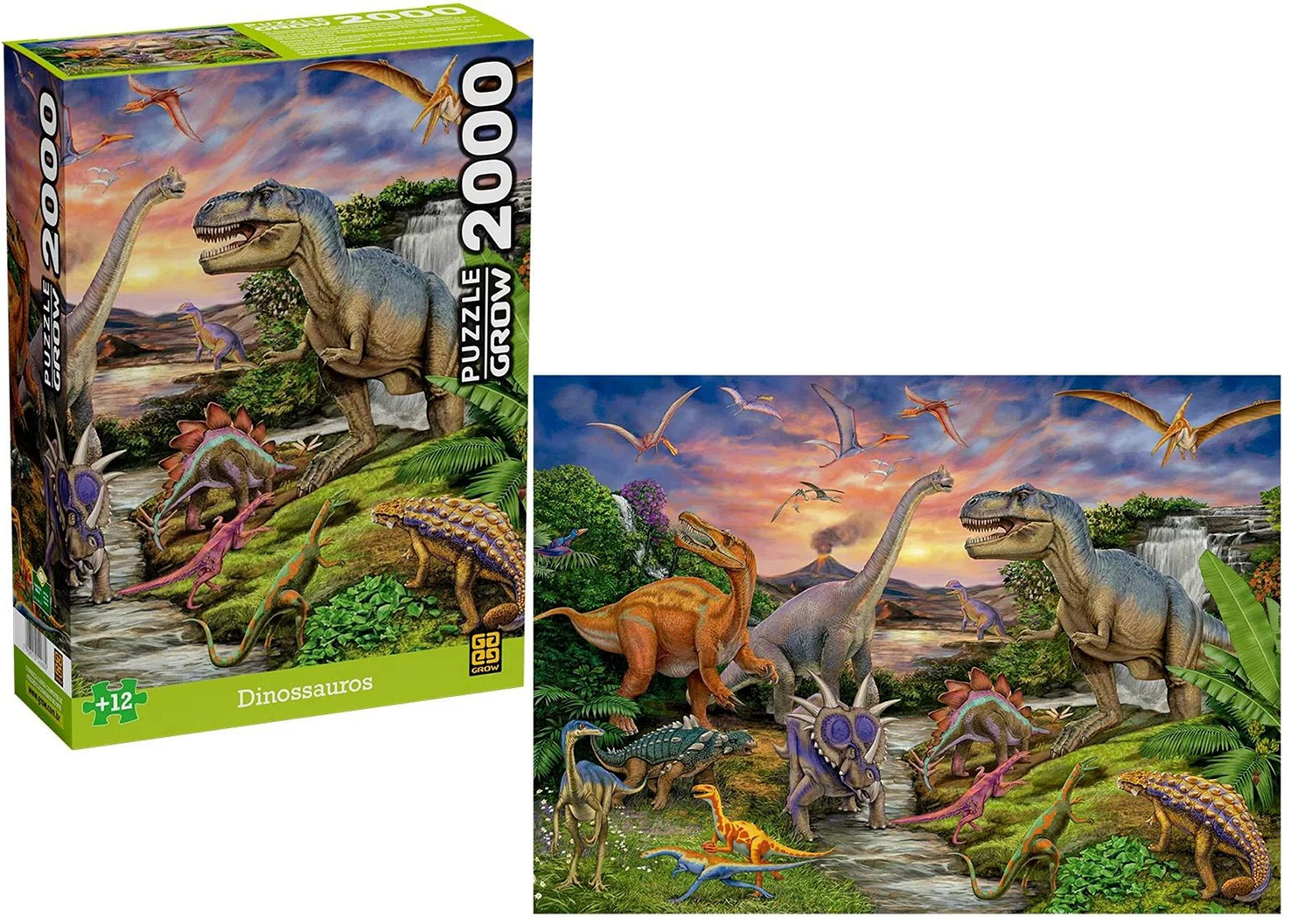 Quebra Cabeça Dinossauros 2000 Peças Grow 04266