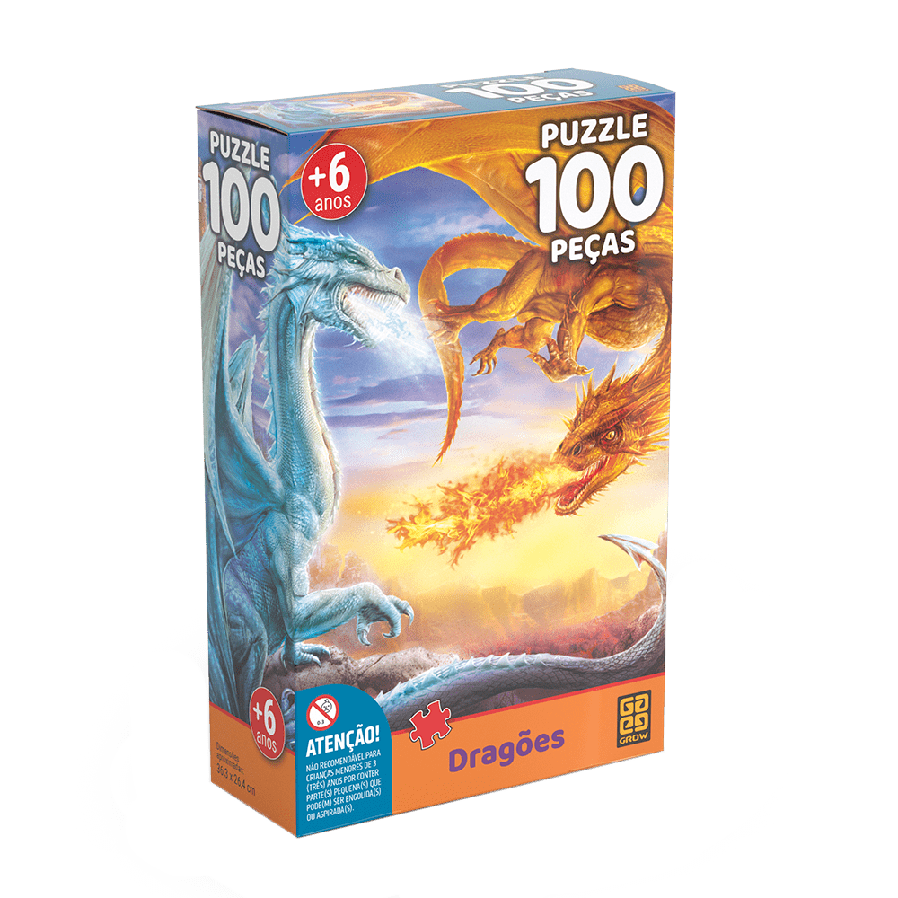 Quebra-Cabeça - Dinossauros - 100 Peças - Grow